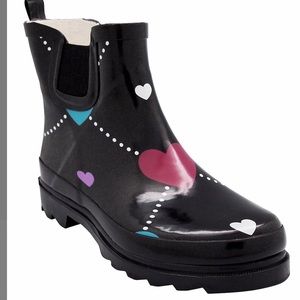 Black Heart Argyle Ankle Rain Boot
- Women